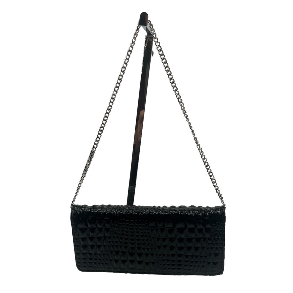 Black Silver Chain Handle Clutch Shoulder Mini Purse